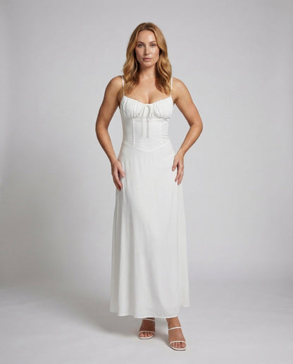 Damen Maxikleid mit Korsett und Satinrock - Eveloria