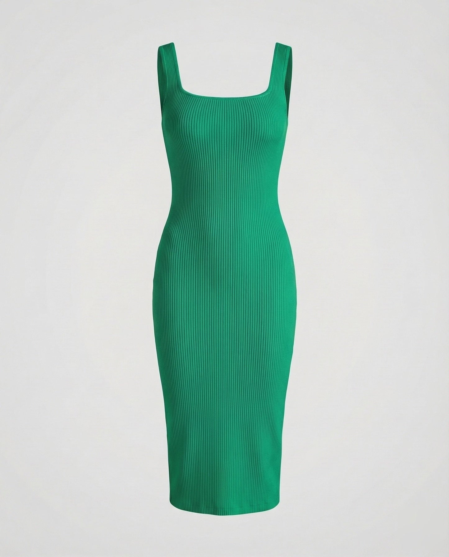 Damen Rippstrick Midikleid Figurformend
