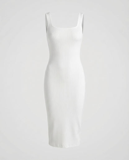 Damen Rippstrick Midikleid Figurformend