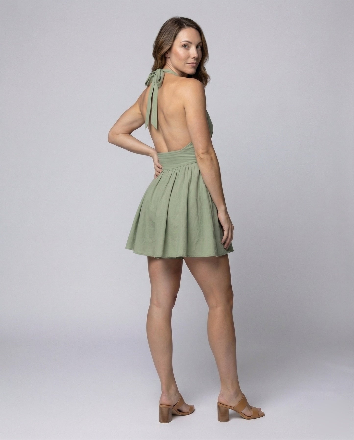 Damen Minikleid Schwingrock Neckholder