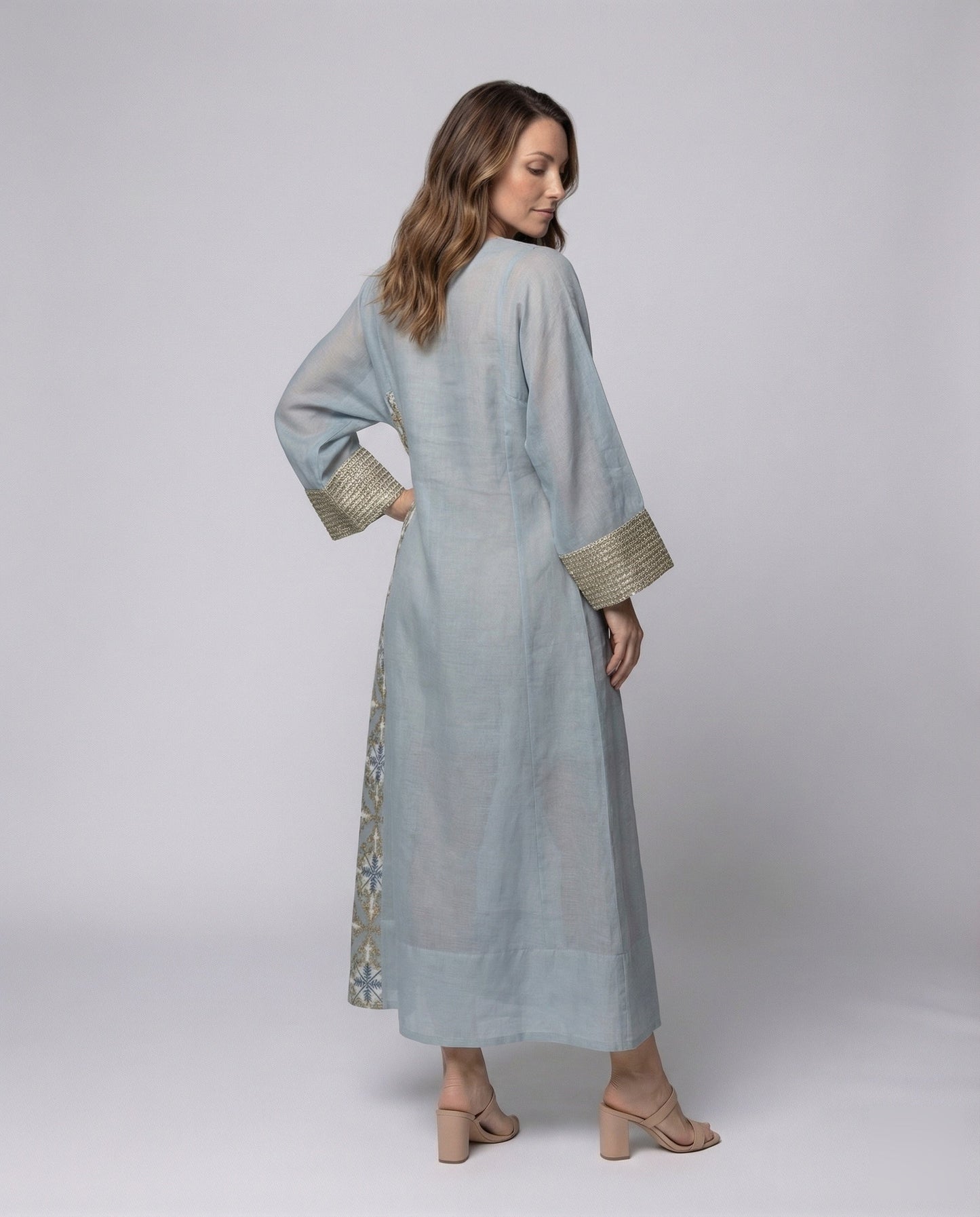 Damen Maxi-Kaftan Bestickte Vorderseite