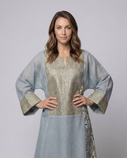 Damen Maxi-Kaftan Bestickte Vorderseite