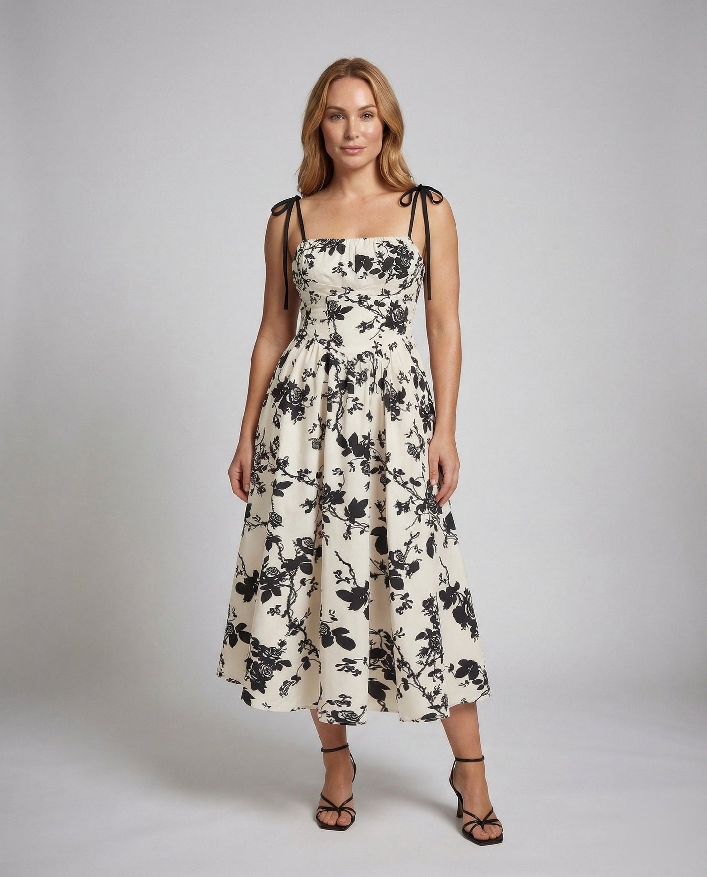 Damen Swingkleid mit Schleifenträgern und Tellerrock - Eveloria