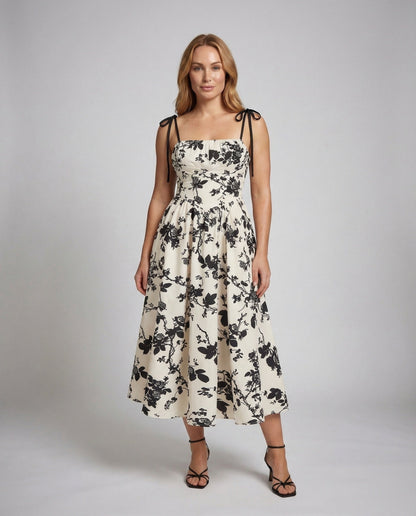 Damen Swingkleid mit Schleifenträgern und Tellerrock - Eveloria