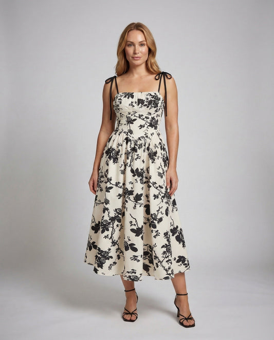 Damen Swingkleid mit Schleifenträgern und Tellerrock - Eveloria