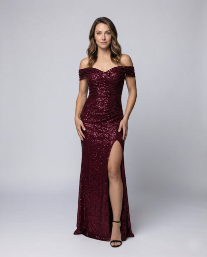 Damen Pailletten Abendkleid Meerjungfrauen Silhouette - Eveloria