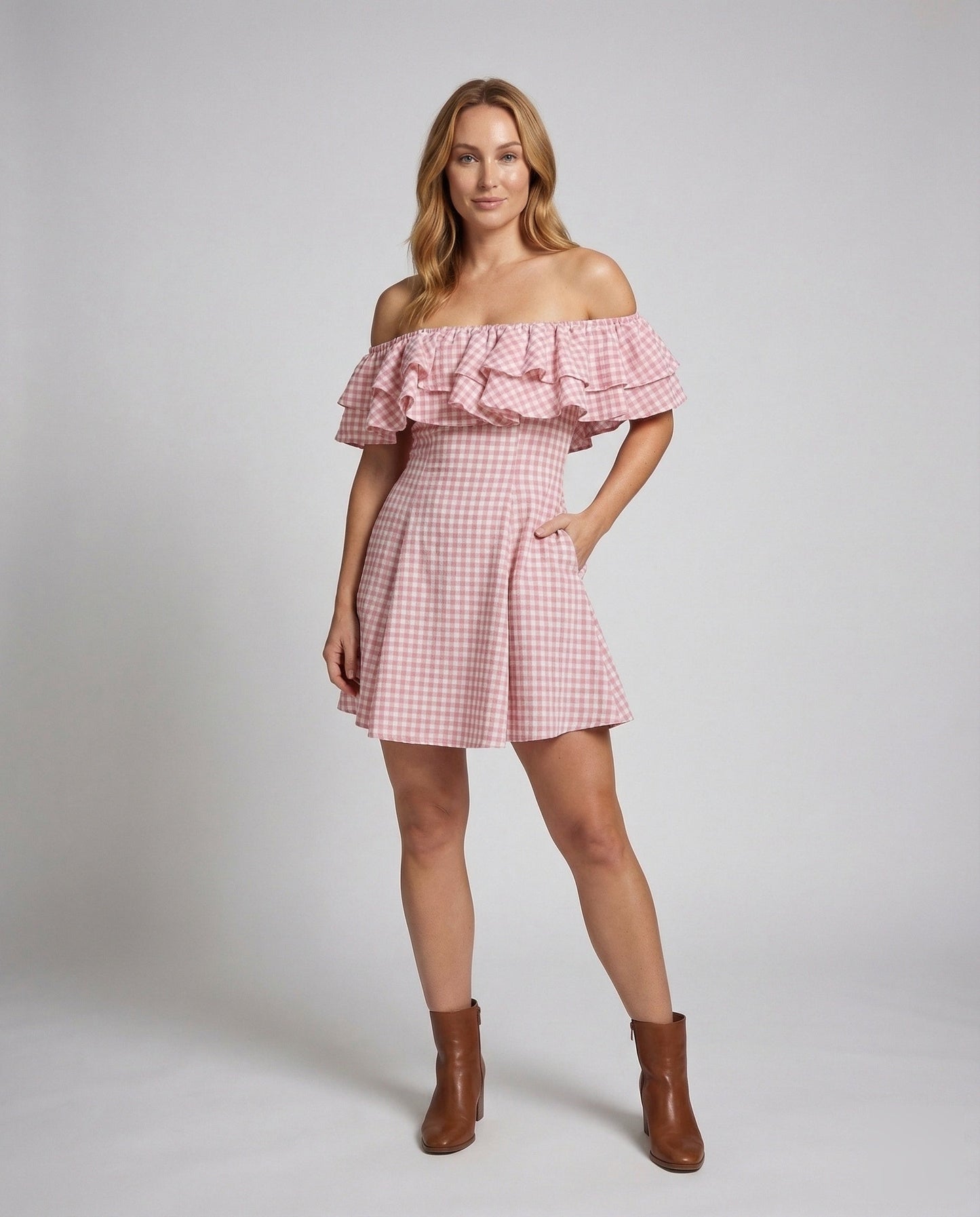 Damen Vichy-Kleid Korselett-Passe Tellerrock wird zu:
Damen - Eveloria