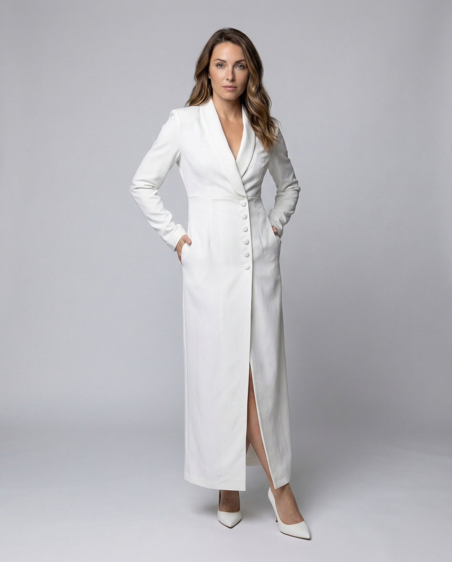 Damen Abendkleid Wickeloptik Smoking-Look - Eveloria