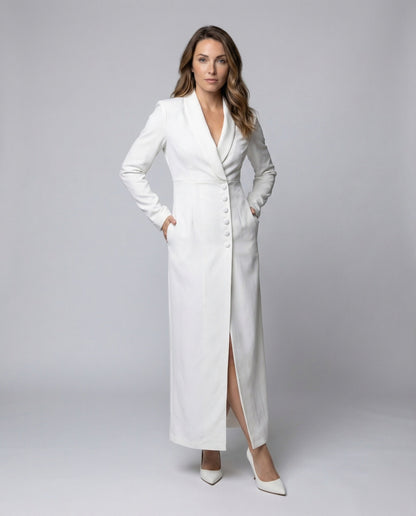 Damen Abendkleid Wickeloptik Smoking-Look - Eveloria