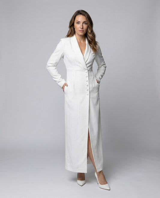 Damen Abendkleid Wickeloptik Smoking-Look - Eveloria