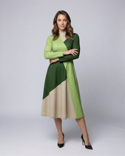 Damen A-Linien Midikleid Rundhalsausschnitt - Eveloria