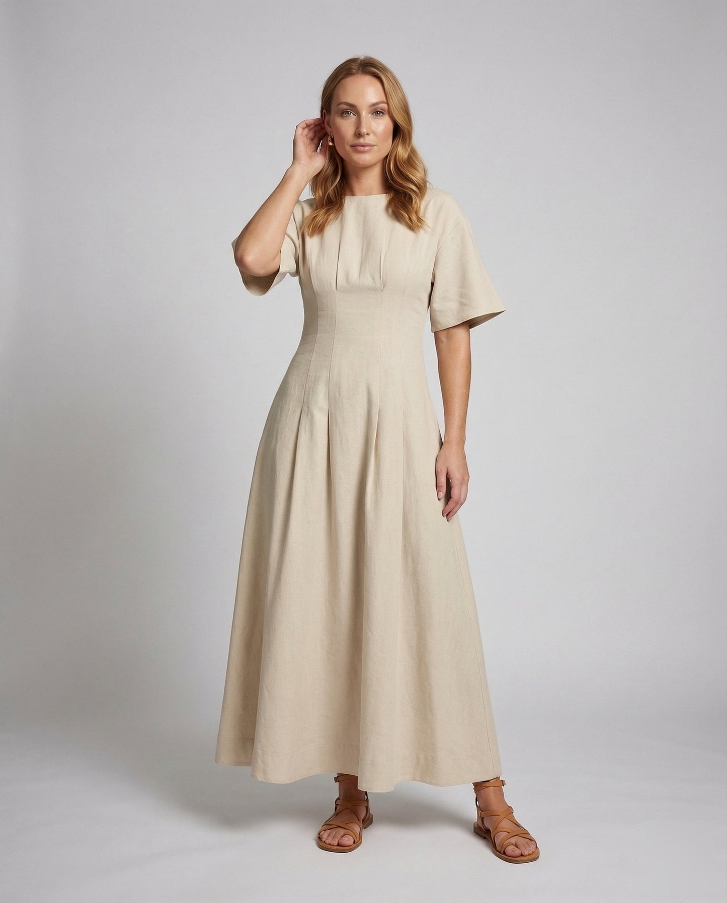Damen Maxikleid Baumwoll Unterbrustnaht - Eveloria