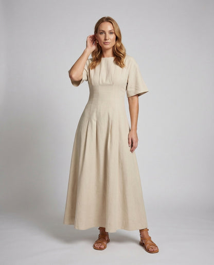 Damen Maxikleid Baumwoll Unterbrustnaht - Eveloria