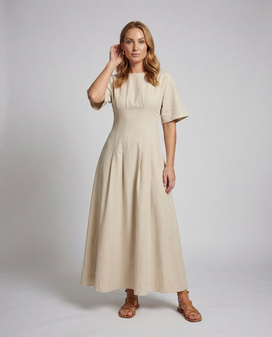 Damen Maxikleid Baumwoll Unterbrustnaht - Eveloria