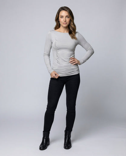 Damen Langarmshirt Stretchjersey mit Schriftzug-Print - Eveloria