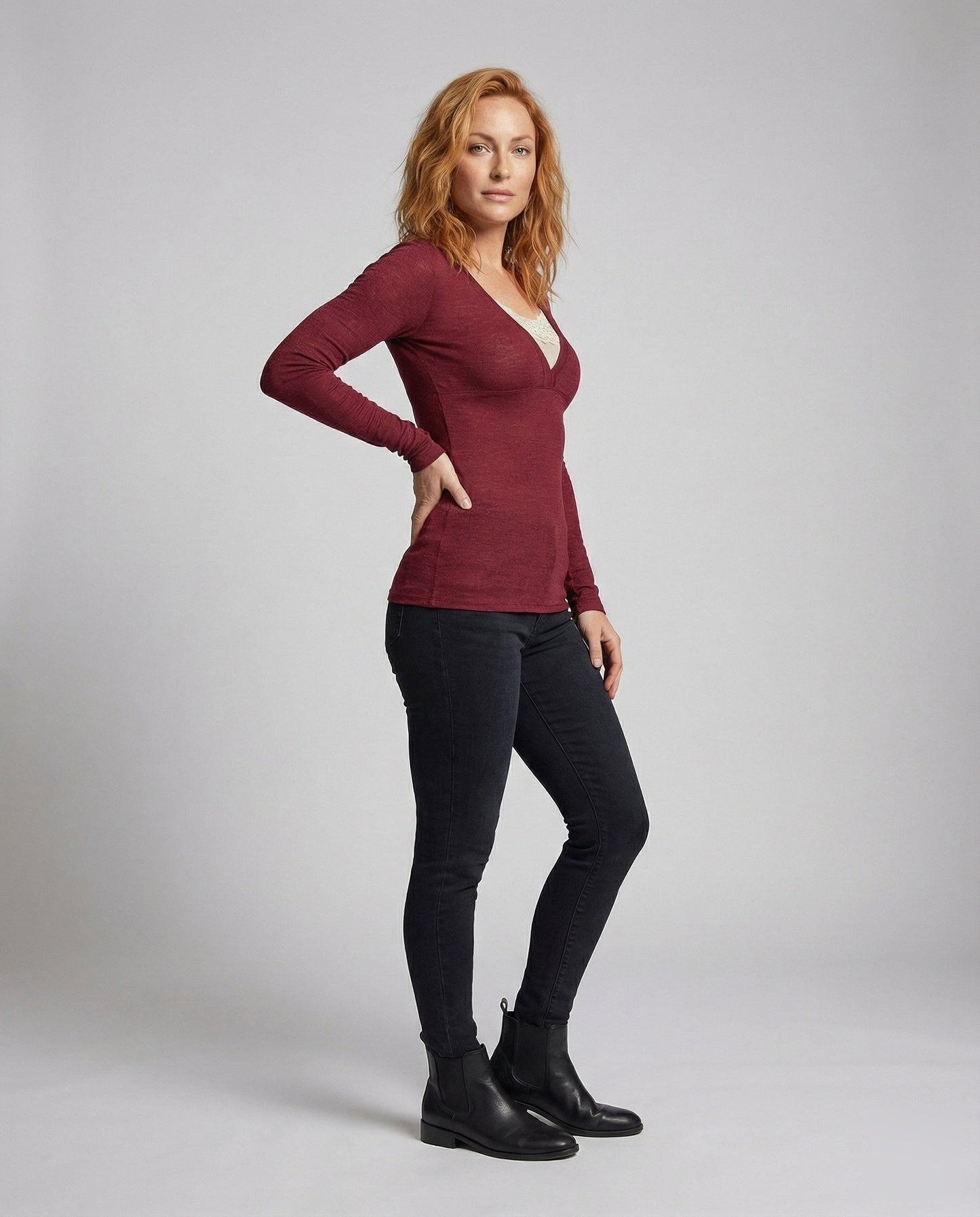 Damen Langarmshirt Spitze Unterzieh Teil - Eveloria