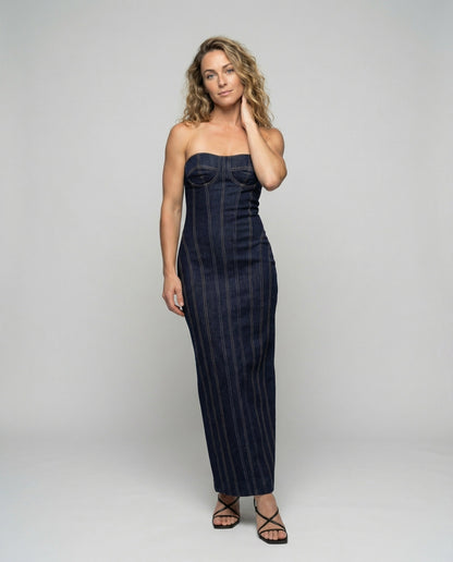 Damen Maxikleid Trägerlos Vorgeformtes Korselett - Eveloria