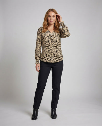 Damen Bluse V-Ausschnitt Rüschenmanschetten - Eveloria