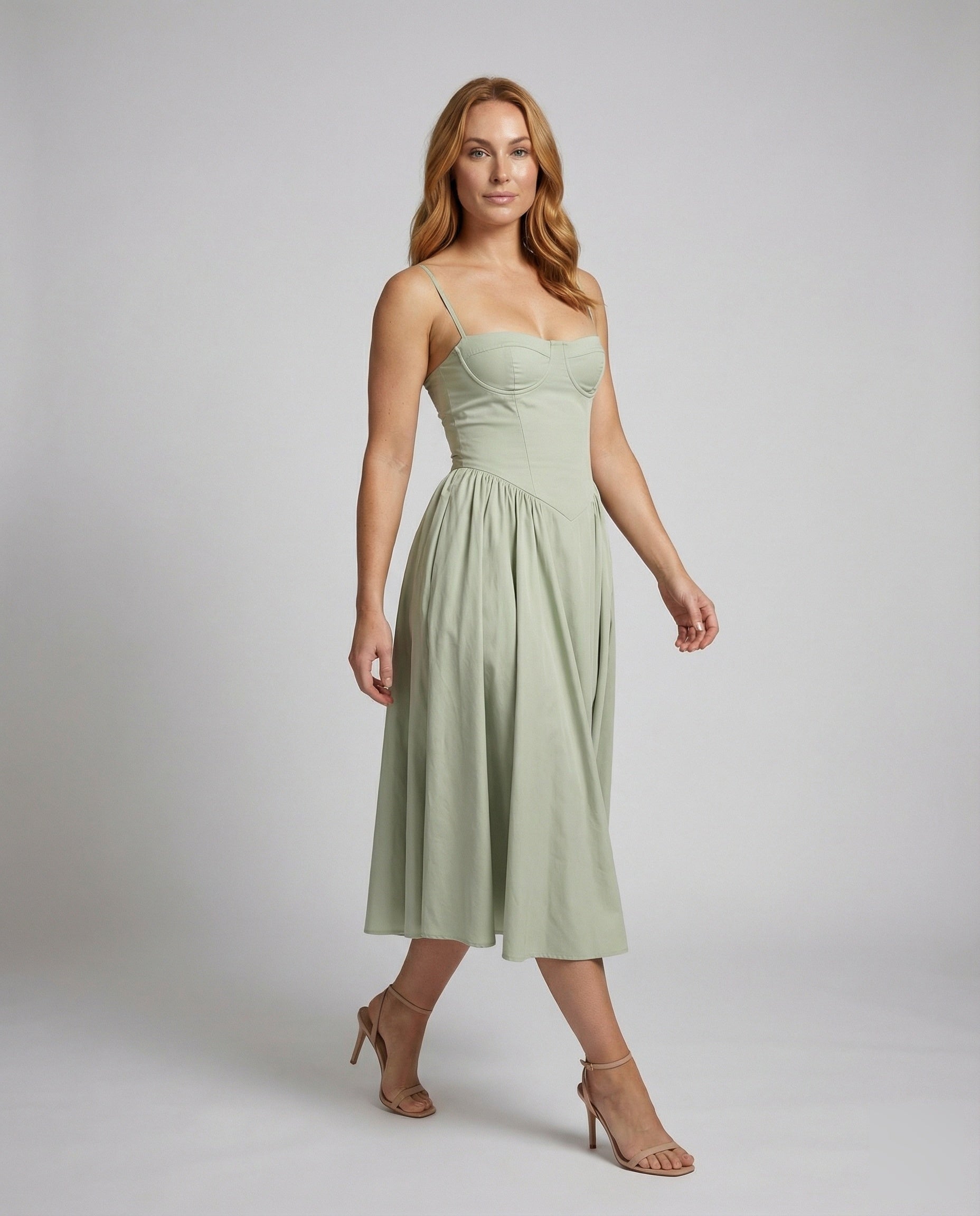 Damen Midikleid Schwingender Tellerrock - Eveloria