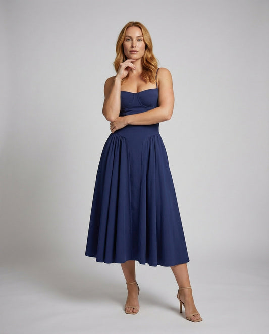 Damen Midikleid mit Bustier und Vorgeformten Körbchen - Eveloria