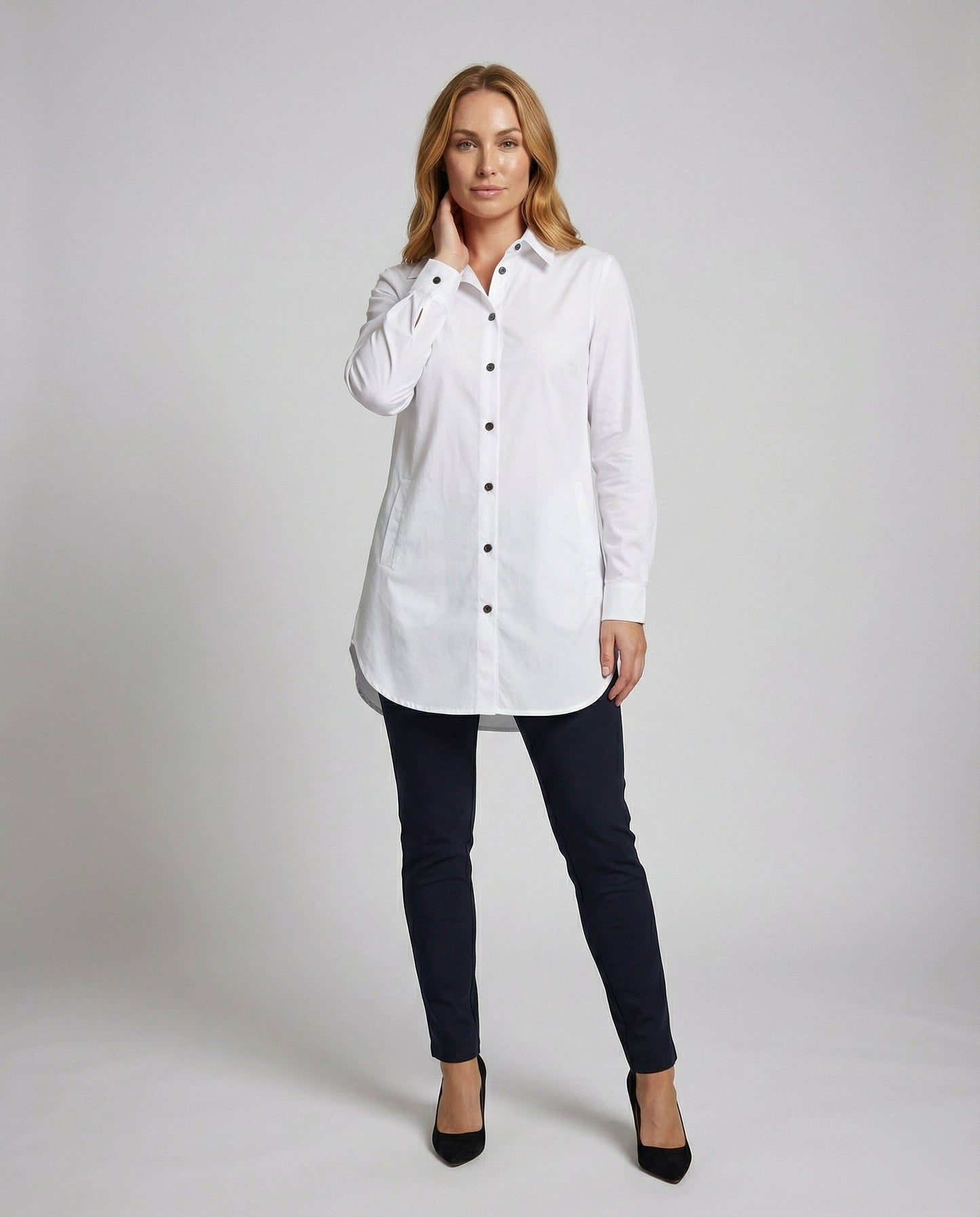 Damen Longbluse mit verlängertem Rückenteil - Eveloria