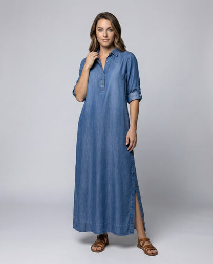 Damen Maxikleid Mit Seitenschlitzen Lang - Eveloria
