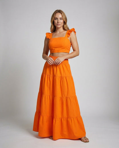 Boho Damen Set Rüschen Stufenrock - Eveloria