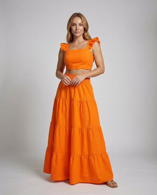 Boho Damen Set Rüschen Stufenrock - Eveloria