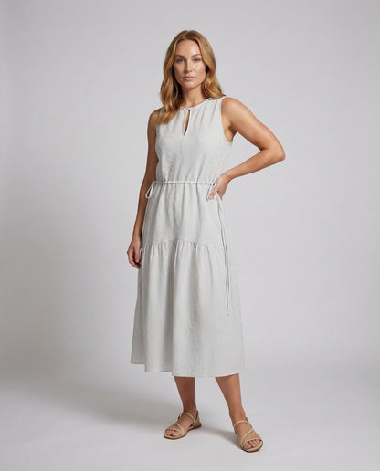 Damen A-Linien Stufenkleid aus Krepp mit Eingrifftaschen - Eveloria