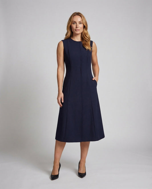 Damen Midikleid A-Linie Wiener Nähte - Eveloria