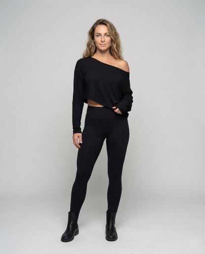 Damen Lounge-Set Off-Shoulder Hochgeschnittene Leggings - Eveloria