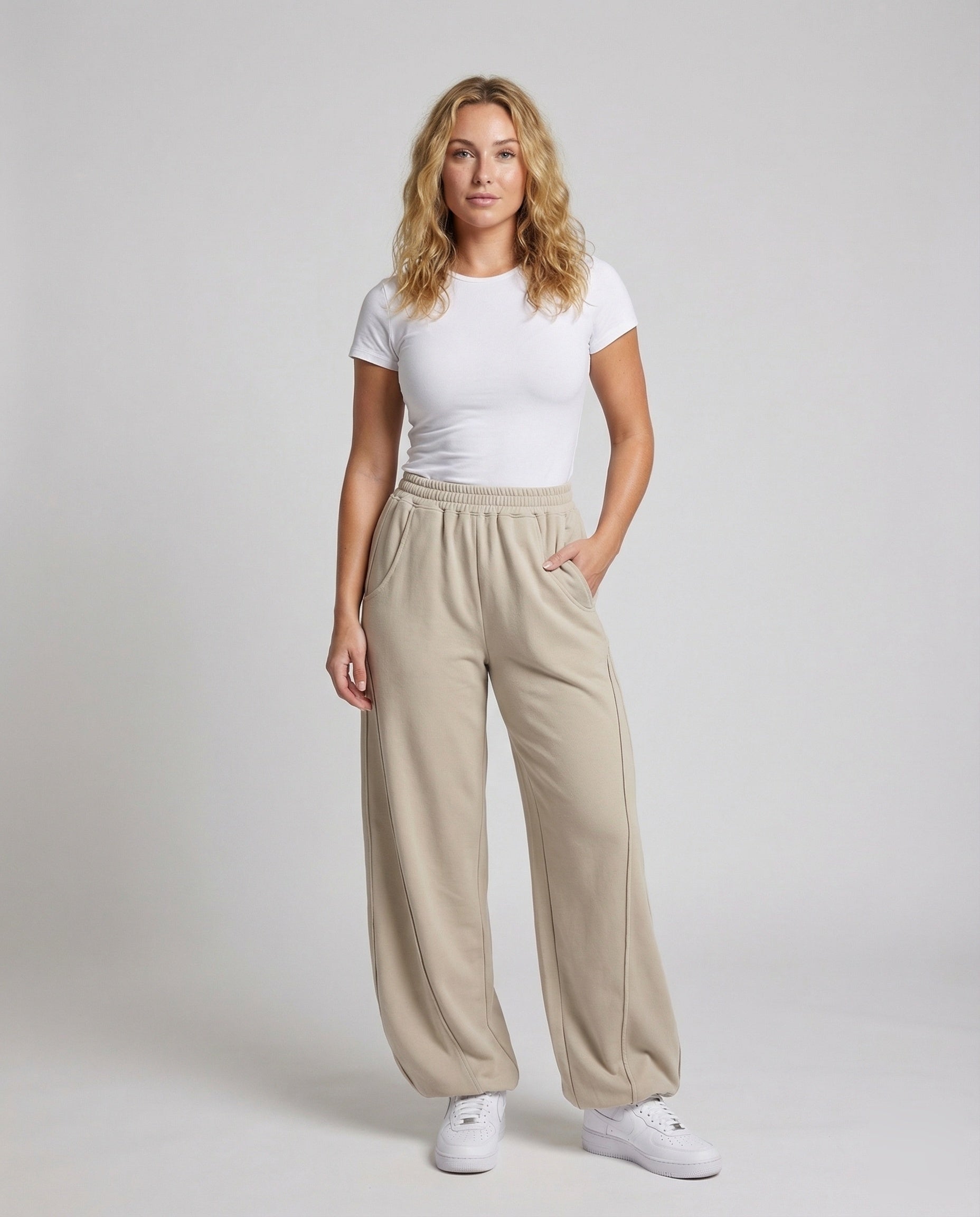 Damen Sweat-Hose Ballon-Schnitt mit Kräuselbund - Eveloria