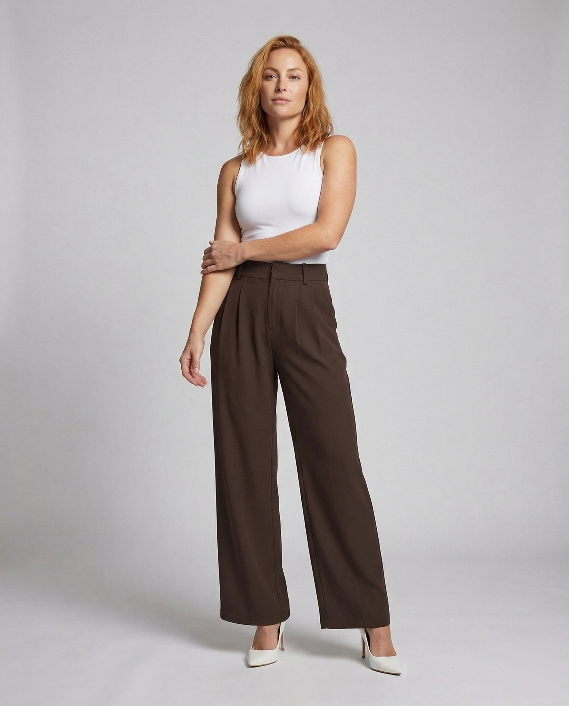 Damen Palazzohose Hohe Taille Bundfalten - Eveloria