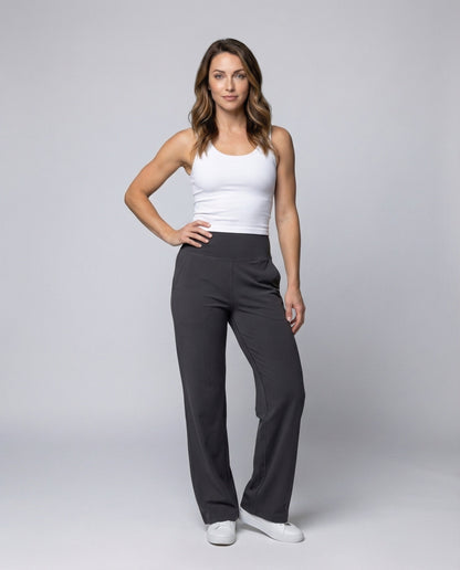 Damen Loungehose Hochtaillierter Hosenbund Eingrifftaschen - Eveloria