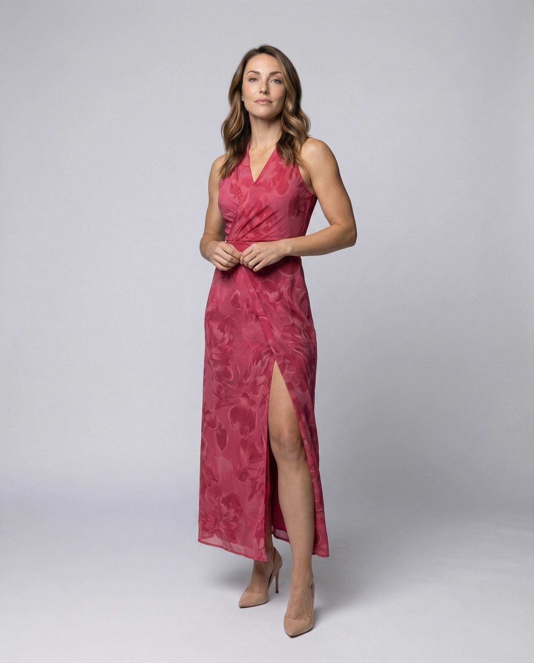 Damen Abendkleid Maxikleid Seide Optik Korsage Schwarz - Eveloria