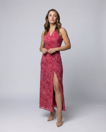 Damen Abendkleid Maxikleid Seide Optik Korsage Schwarz - Eveloria