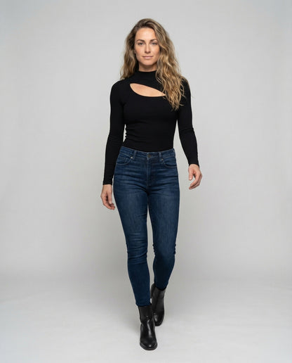 Damen Feinstrick Longsleeve Asymmetrischer Ausschnitt - Eveloria