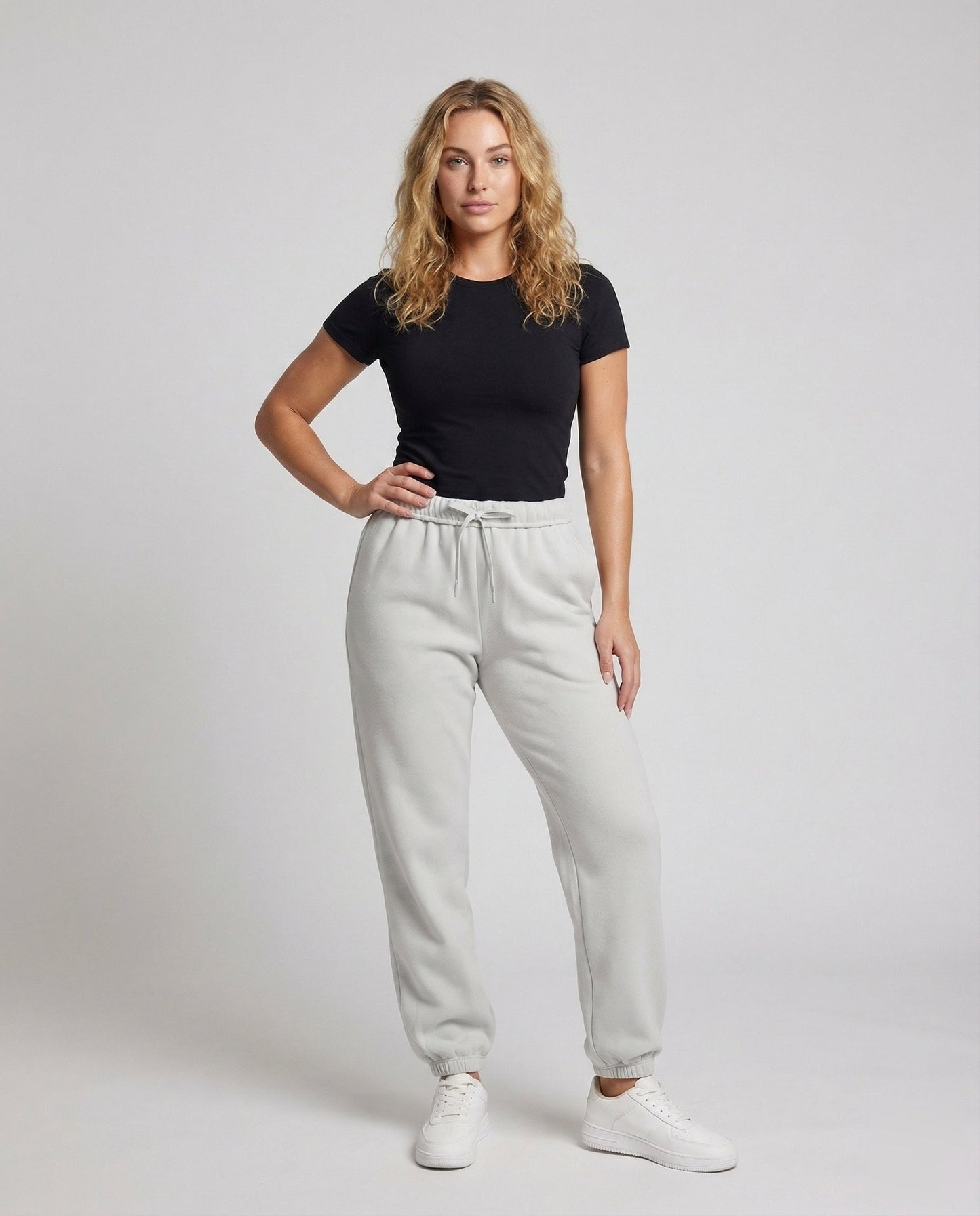 Damen Thermo Fleecehose Elastischer Bund Schwarz - Eveloria