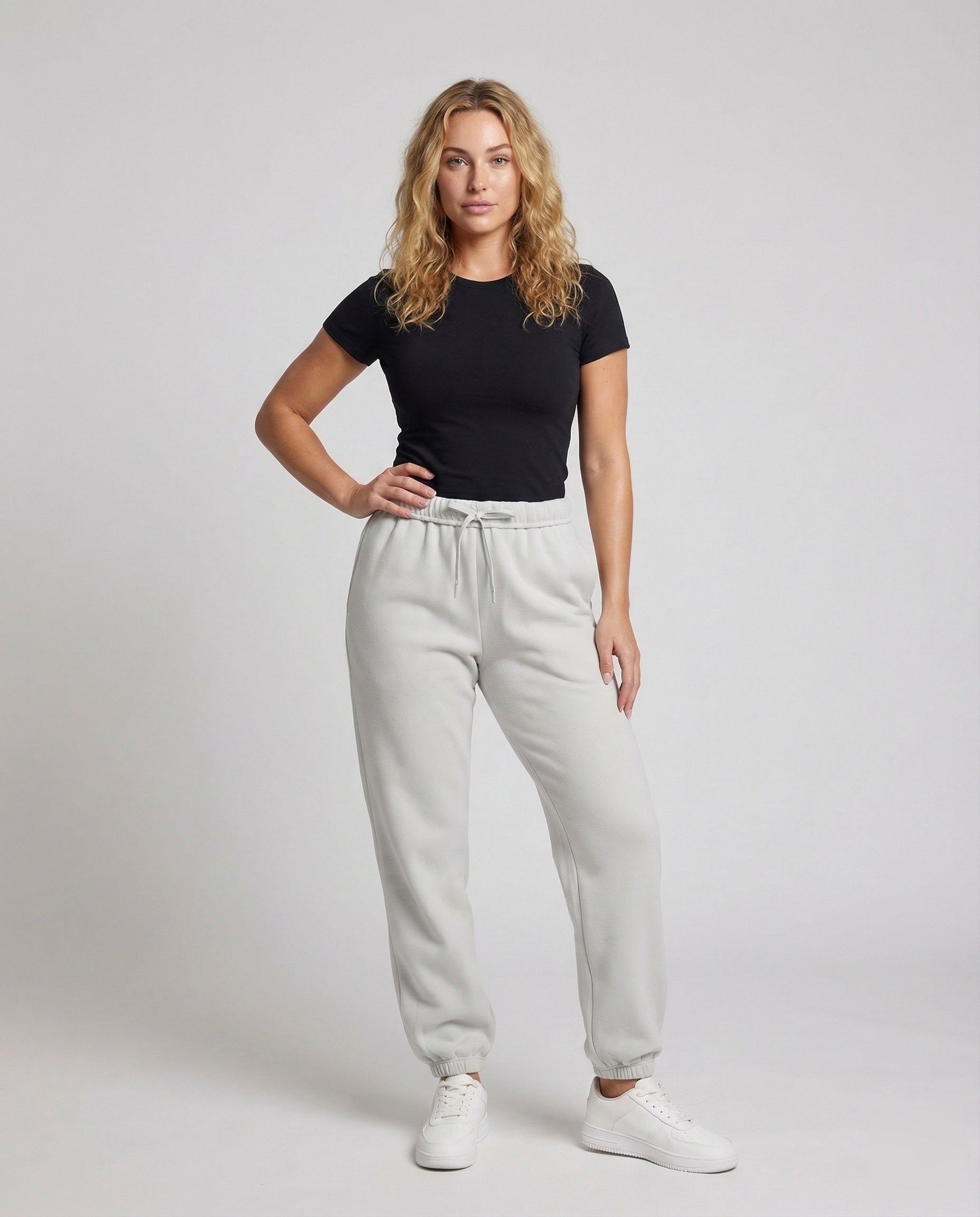 Damen Thermo Fleecehose Elastischer Bund Schwarz - Eveloria