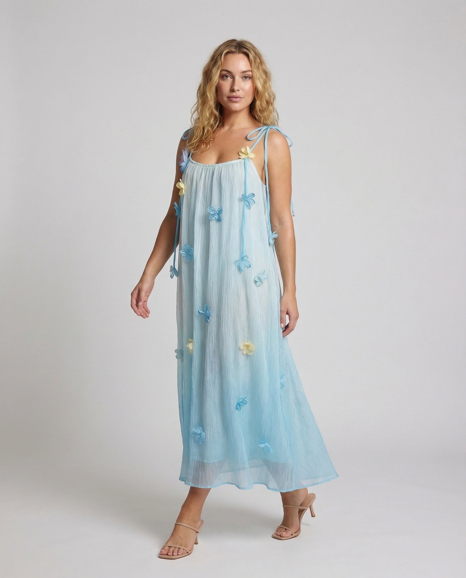 Damen Maxikleid Plissee Florale Muster - Eveloria