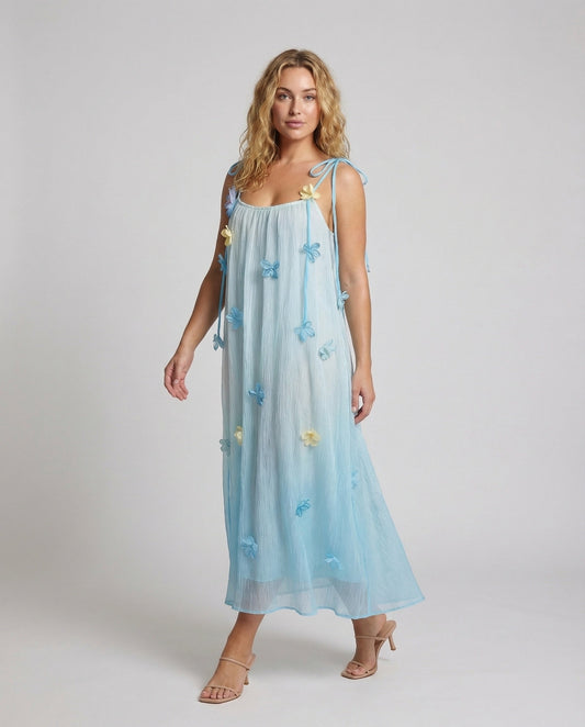 Damen Maxikleid Plissee Florale Muster - Eveloria