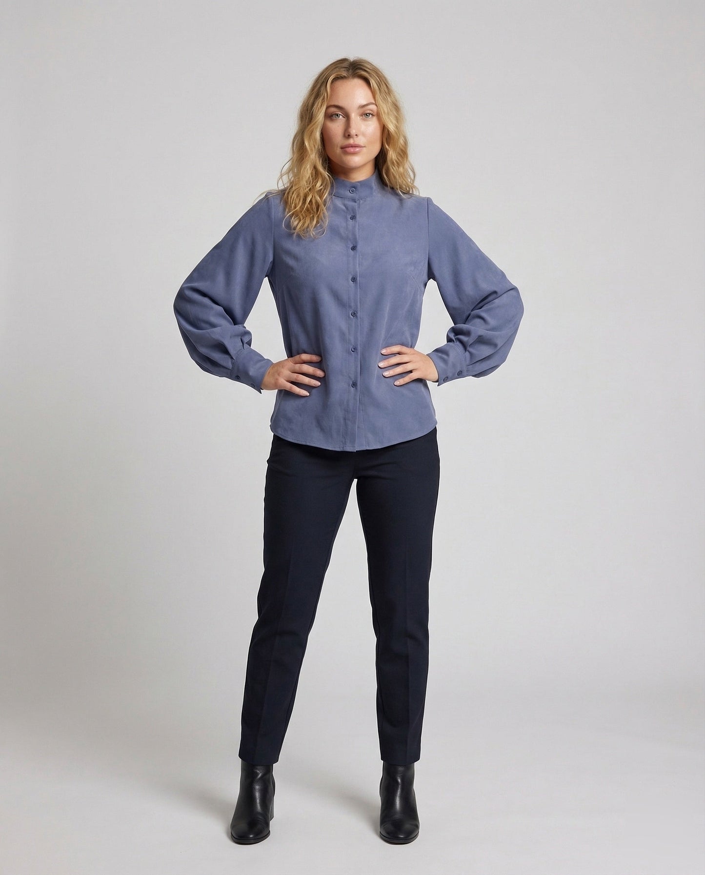 Damen Bluse Fließend Ballonärmel Breite Manschetten - Eveloria