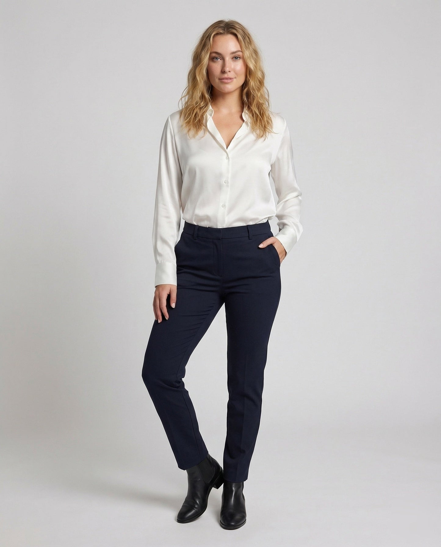 Damen Seidenbluse Oversize Verlängerter Rücken - Eveloria