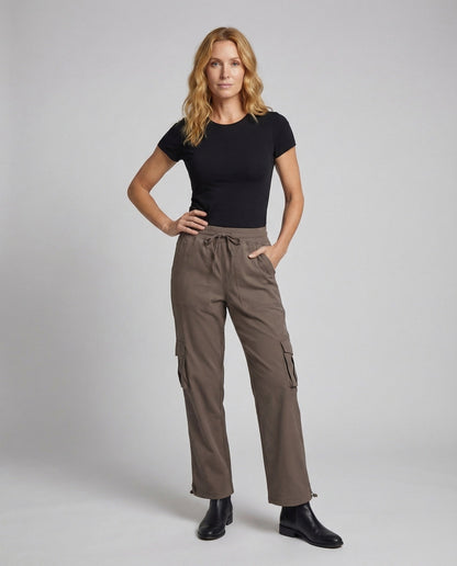Damen Cargo-Hose Fleece-Futter Tunnelzug Schwarz - Eveloria