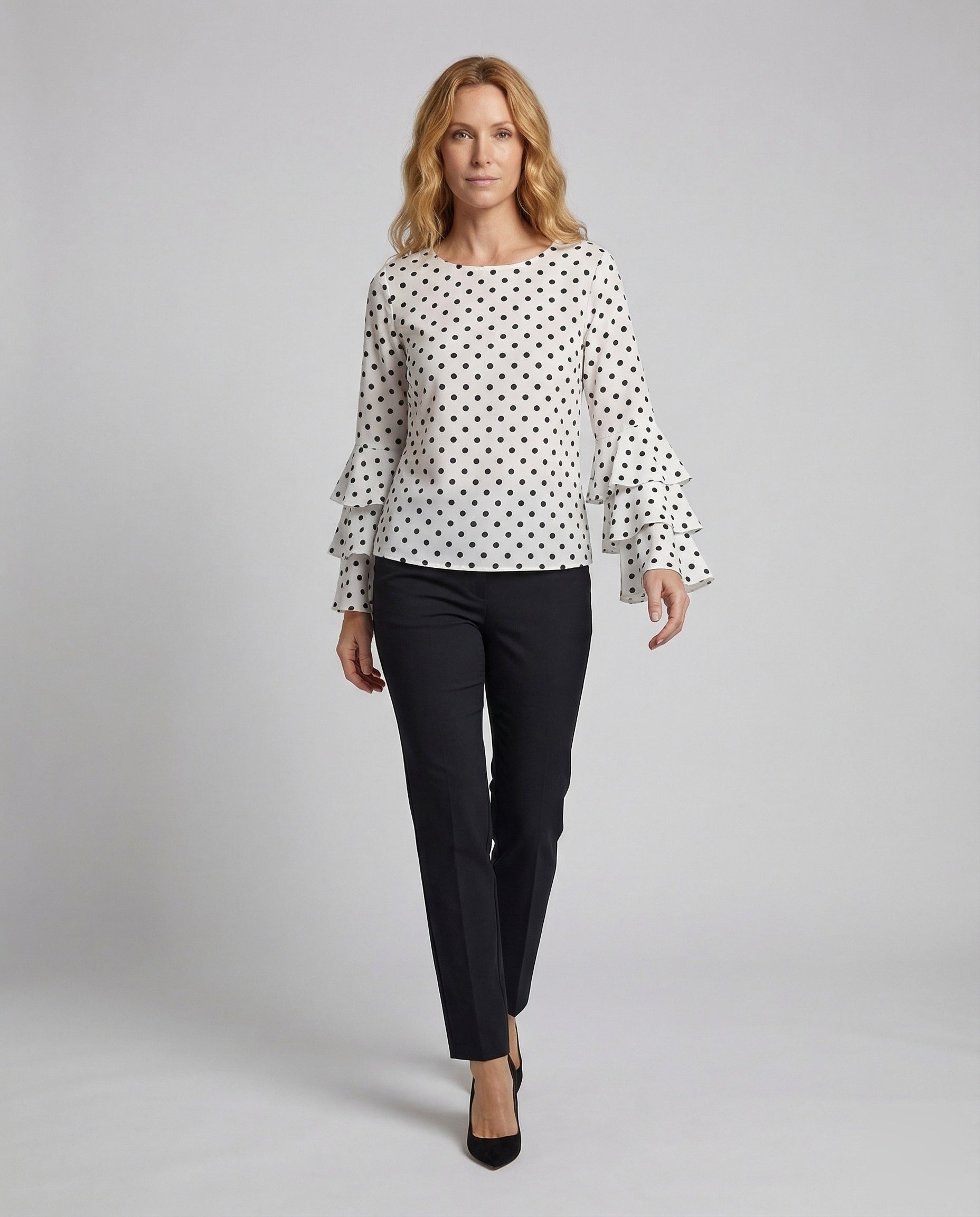 Damen Bluse mit Trompetenärmeln Viskosemix - Eveloria