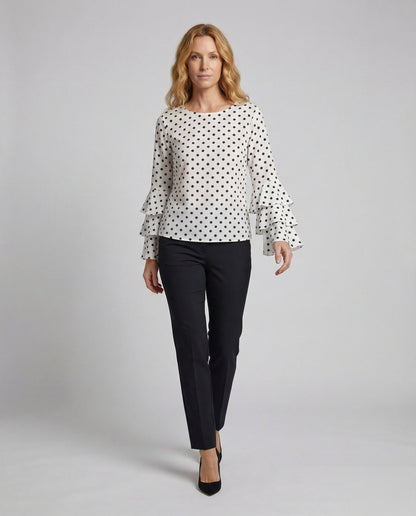 Damen Bluse mit Trompetenärmeln Viskosemix - Eveloria