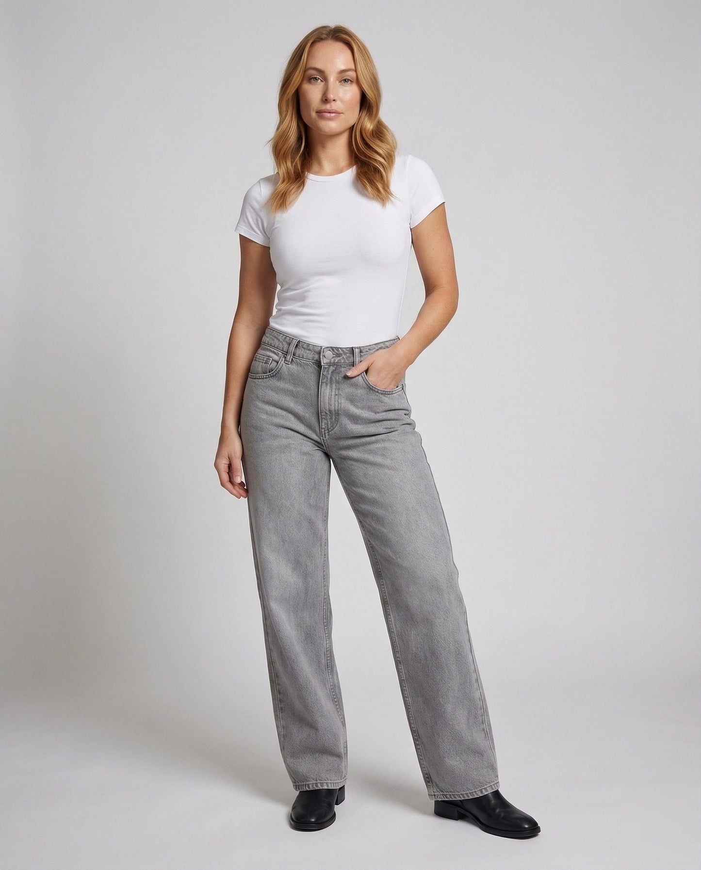 Damen Gerade Geschnittene Jeans Niedrige Bundhöhe - Eveloria