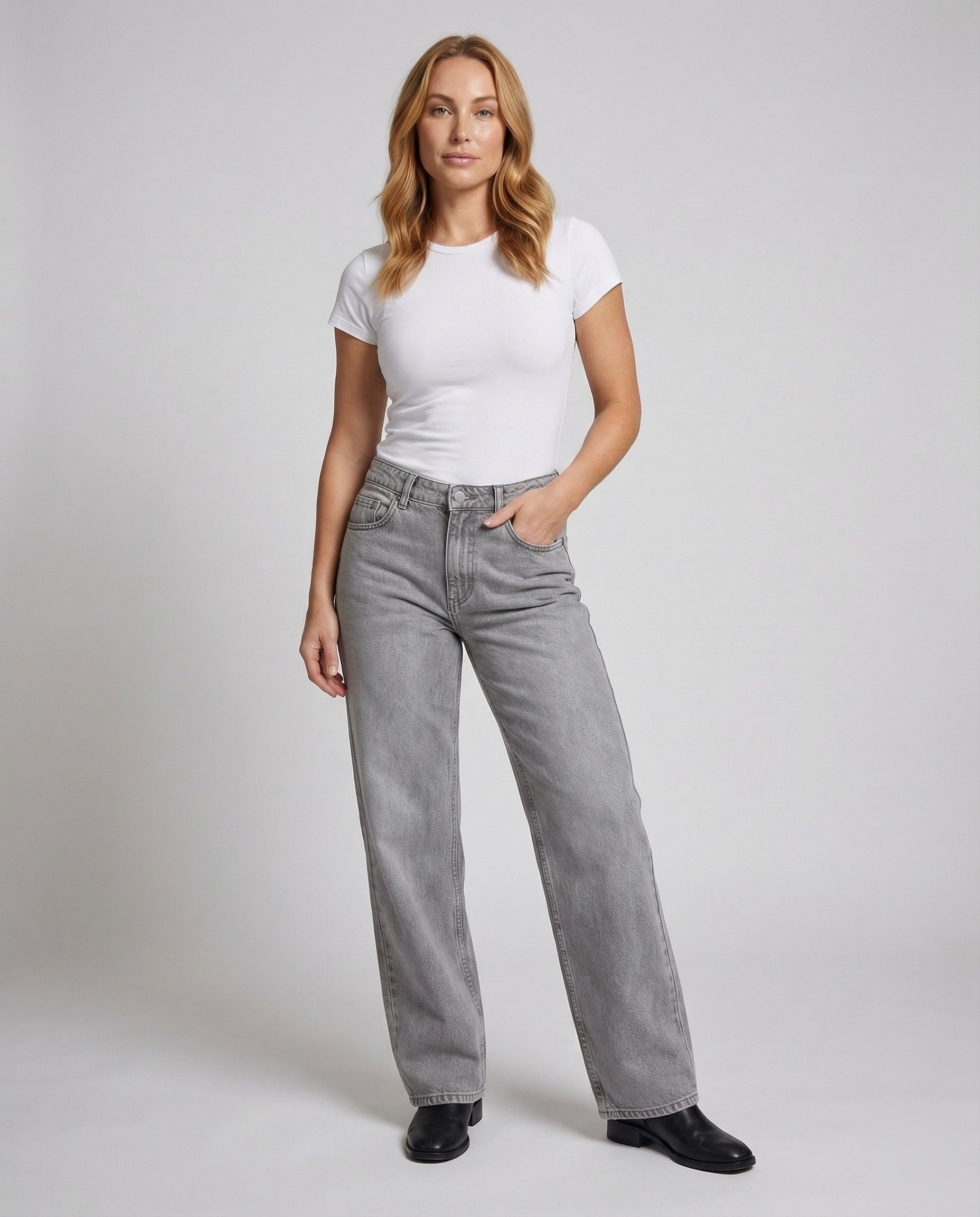 Damen Gerade Geschnittene Jeans Niedrige Bundhöhe - Eveloria