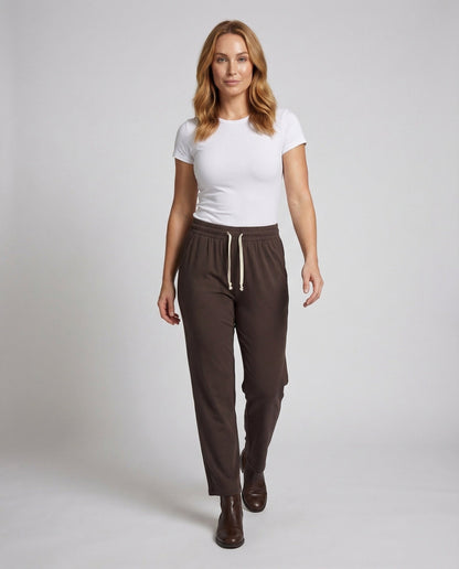 Damen Freizeithose Baumwolljersey Schwarz - Eveloria