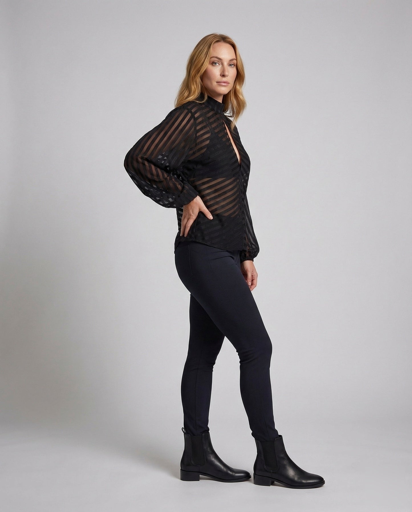 Damen Bluse Halbtransparentes Mesh Leicht - Eveloria